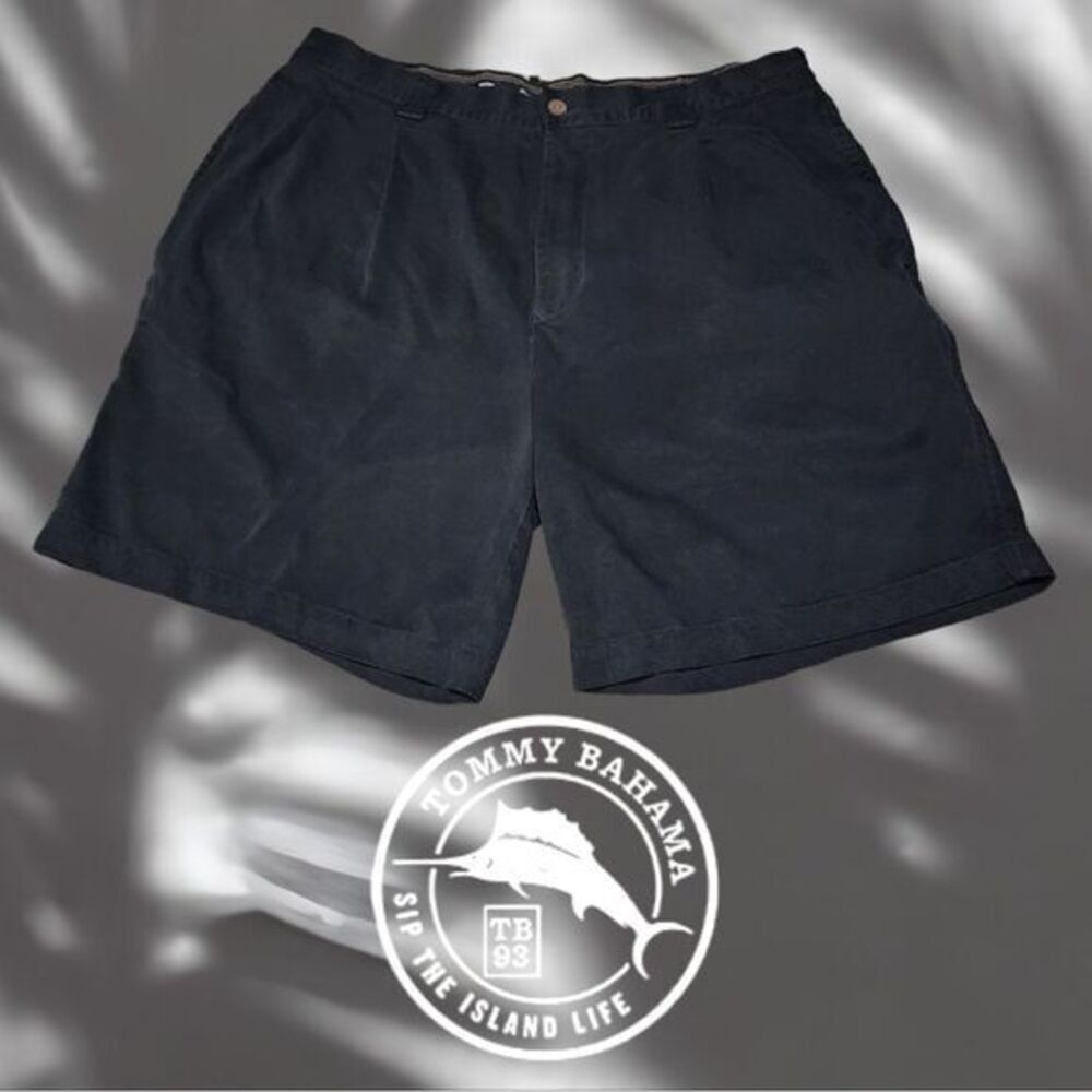 Tommy Bahama Silk Shorts Mens Pleated Luxury Tropical Black 36 (35x7.5" Actual)‎